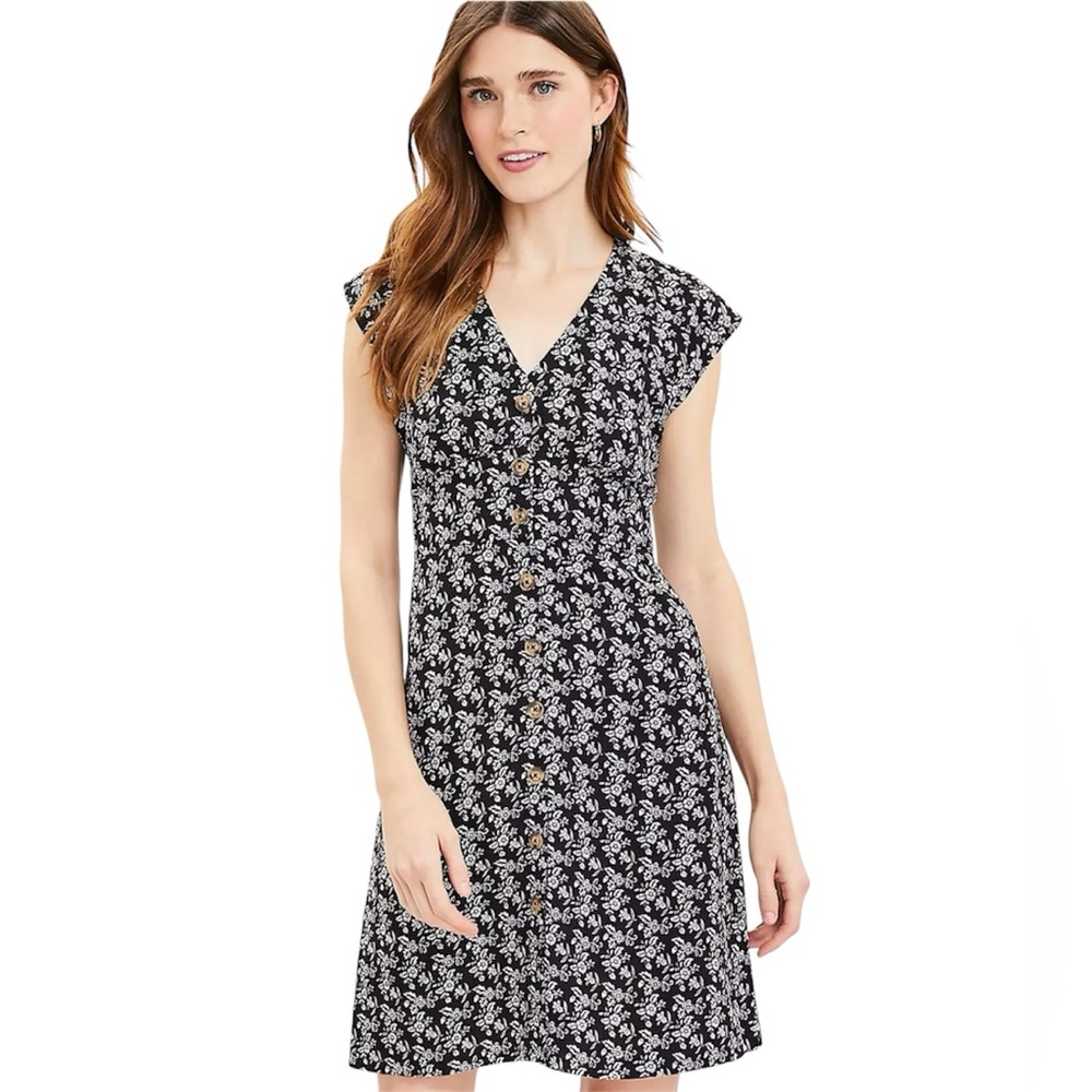 Loft Bloom Button Flare Dress
